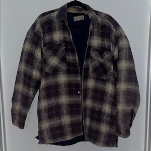 Men's Plaid Quilted Jacket - Purple and Cream